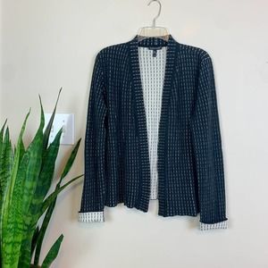 Eileen Fisher Silk Blend Jacquard Knit Open Cardigan - Small
